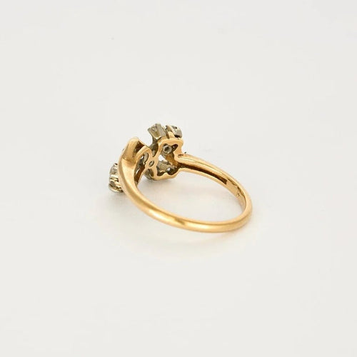 Bague 57 Bague fleur sertie de diamants en or jaune et or gris 14k 58 Facettes 31300600