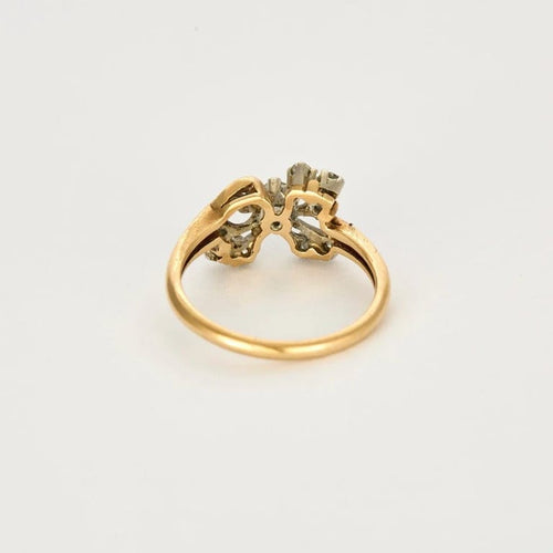 Bague 57 Bague fleur sertie de diamants en or jaune et or gris 14k 58 Facettes 31300600