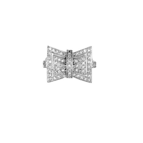 Bague 51.5 Bague papillon pavée de diamants en or gris 750 58 Facettes 31300609