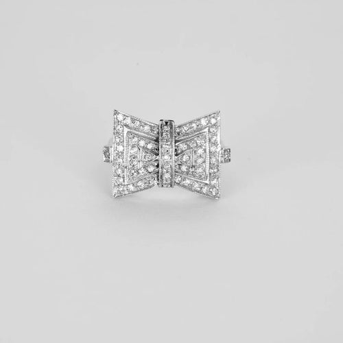 Bague 51.5 Bague papillon pavée de diamants en or gris 750 58 Facettes 31300609