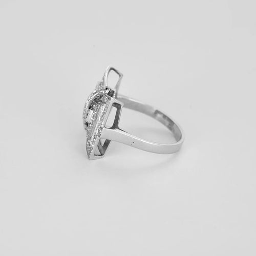 Bague 51.5 Bague papillon pavée de diamants en or gris 750 58 Facettes 31300609