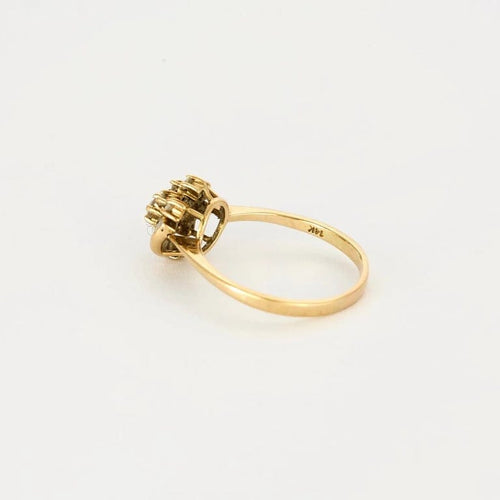 Bague 51.5 Bague bouton de fleur en or jaune et blanc 14K et diamants 58 Facettes 31300603
