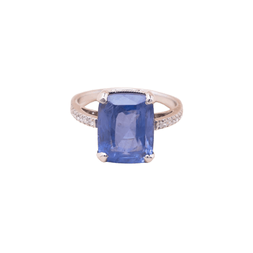 Bague 54.5 Anoushka - Bague en or blanc 18K au saphir non chauffé et diamants 58 Facettes