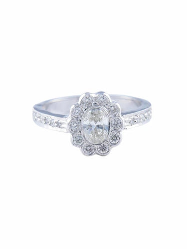 Bague 53 Bague Flora à motif fleur en or gris 18K et diamants 58 Facettes 760631