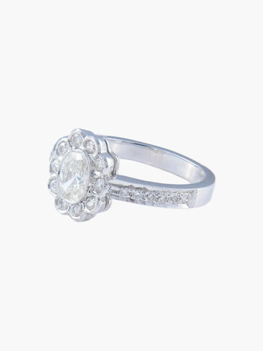 Bague 53 Bague Flora à motif fleur en or gris 18K et diamants 58 Facettes 760631