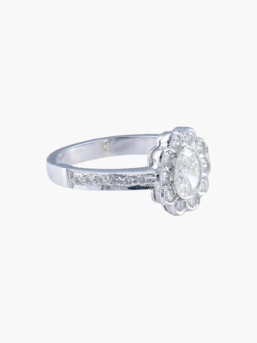 Bague 53 Bague Flora à motif fleur en or gris 18K et diamants 58 Facettes 760631