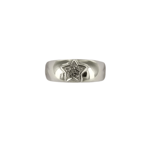 Bague 56 Bague étoile en or blanc 18K avec diamants 58 Facettes