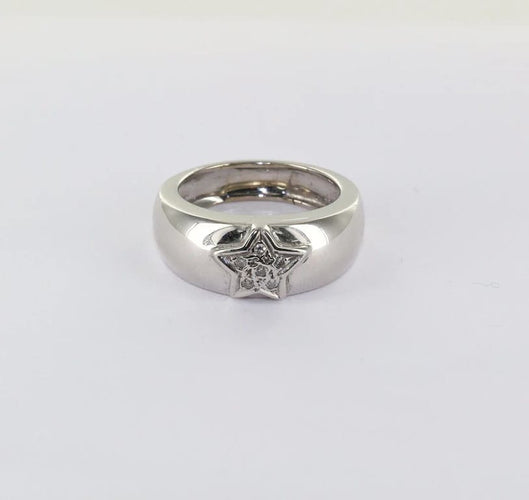 Bague 56 Bague étoile en or blanc 18K avec diamants 58 Facettes