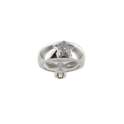 Bague 56 Bague étoile en or blanc 18K avec diamants 58 Facettes