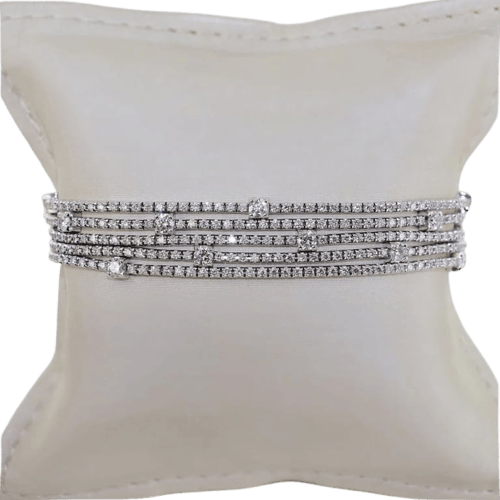 Bracelet Bracelet rivière à 5 rangs en or gris 18k et diamants 58 Facettes