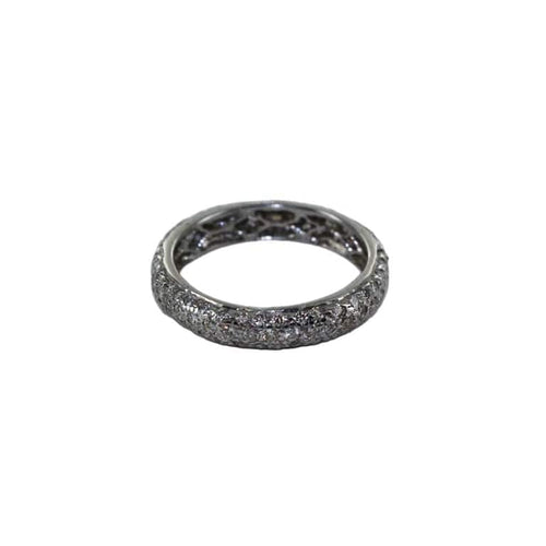 Bague 53 Alliance tour complet en or gris 18 carats sertie de diamants 58 Facettes