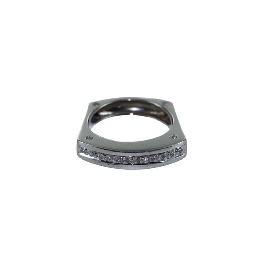 Bague 52 Bague jarretière pavée de diamants en or gris 18 carats 58 Facettes