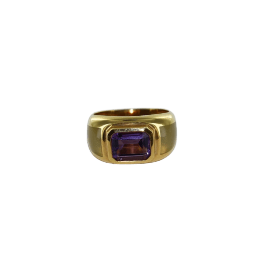 Bague 54 Bague en or jaune et améthyste 58 Facettes