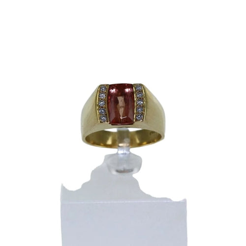 Bague 56 Chevalière - Bague en or jaune 18 carats avec topaze et diamants 58 Facettes