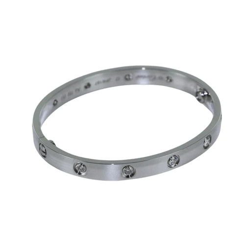 Bracelet Cartier Love - Bracelet jonc en or blanc et diamants 58 Facettes