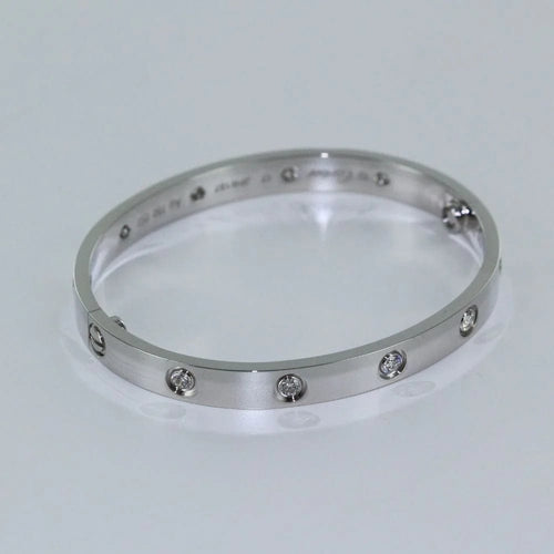 Bracelet Cartier Love - Bracelet jonc en or blanc et diamants 58 Facettes