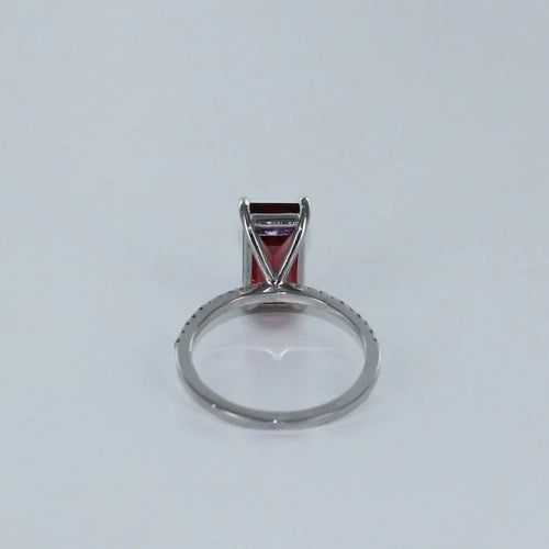 Bague 53 Bague fine en or gris 18 carats avec tourmaline rectangulaire et diamants 58 Facettes