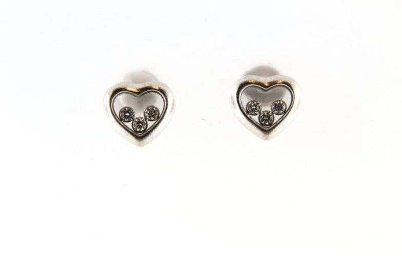 Boucles d'oreilles Chopard Happy Diamonds - Puces d’oreilles en or blanc 18 carats et diamants 58 Facettes cfmpcd