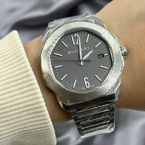 Montre Bvlgari Octo Roma - Montre automatique 41 mm en acier gris 58 Facettes