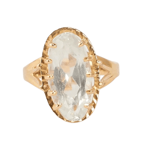 Bague 54 Bague en or jaune 18k à aigue-marine naturelle 58 Facettes LOT 2908