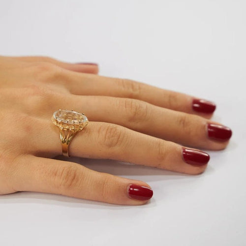 Bague 54 Bague en or jaune 18k à aigue-marine naturelle 58 Facettes LOT 2908