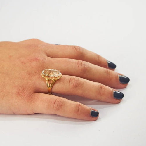 Bague 54 Bague en or jaune 18k à aigue-marine naturelle 58 Facettes LOT 2908