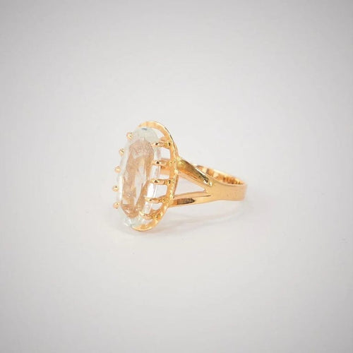 Bague 54 Bague en or jaune 18k à aigue-marine naturelle 58 Facettes LOT 2908