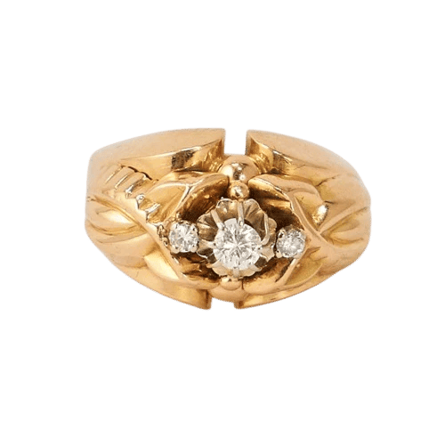 Bague 53 Bague dôme en or jaune 18k et diamants 58 Facettes LOT 3698