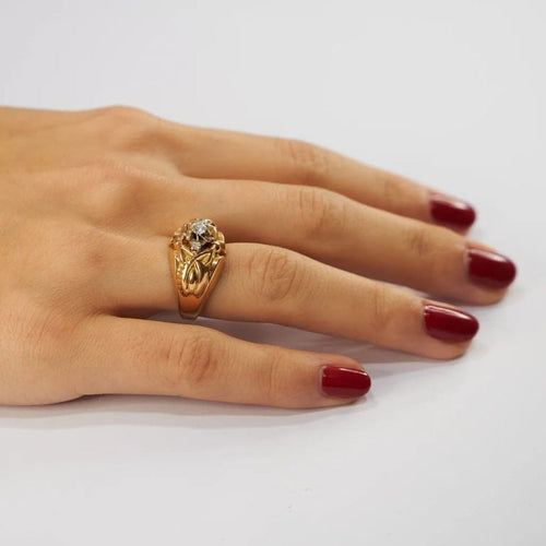 Bague 53 Bague dôme en or jaune 18k et diamants 58 Facettes LOT 3698