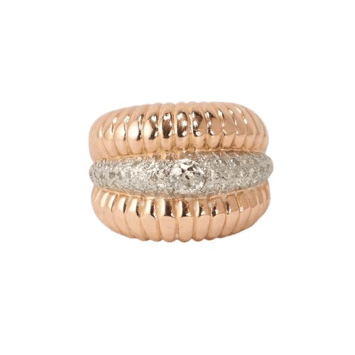 Bague 48 Bague en or rose 18k et platine avec diamants 58 Facettes LOT 3809