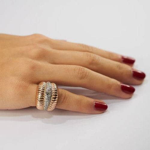 Bague 48 Bague en or rose 18k et platine avec diamants 58 Facettes LOT 3809