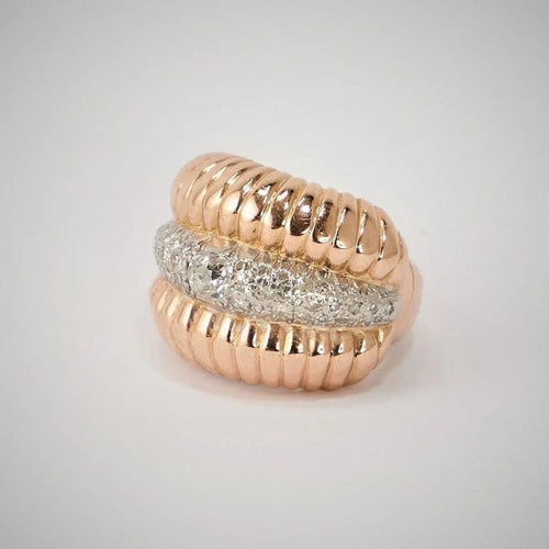 Bague 48 Bague en or rose 18k et platine avec diamants 58 Facettes LOT 3809