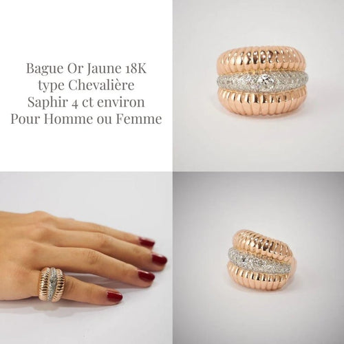 Bague 48 Bague en or rose 18k et platine avec diamants 58 Facettes LOT 3809