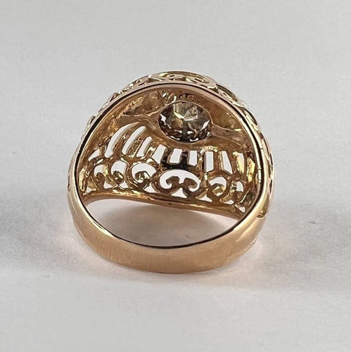 Bague 48.5 Bague boule vintage en or jaune 18k et diamant 58 Facettes LOT 3024