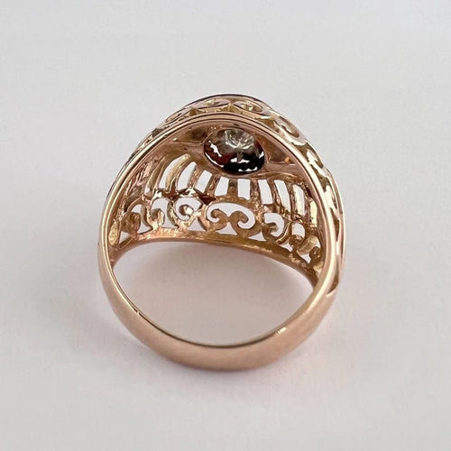 Bague 48.5 Bague boule vintage en or jaune 18k et diamant 58 Facettes LOT 3024