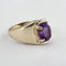 Bague 52 Bague chevalière vintage en or jaune 14k et améthyste 58 Facettes LOT 3279