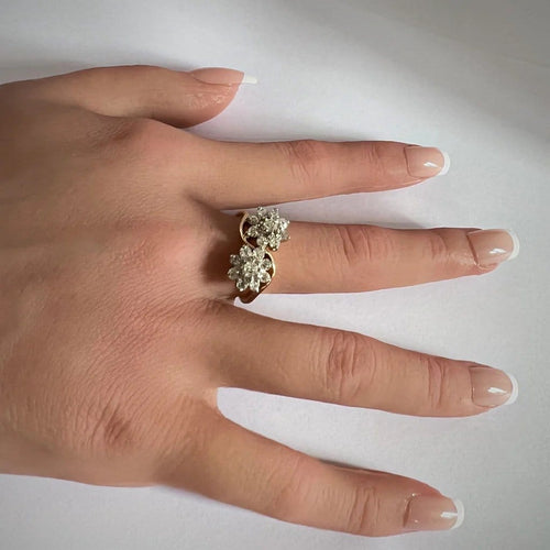 Bague 55 Bague Toi & Moi en or jaune 18k et diamants 58 Facettes LOT P1036