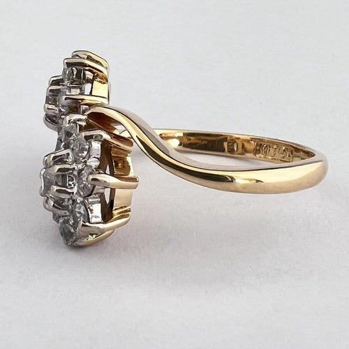 Bague 55 Bague Toi & Moi en or jaune 18k et diamants 58 Facettes LOT P1036
