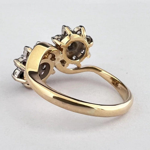 Bague 55 Bague Toi & Moi en or jaune 18k et diamants 58 Facettes LOT P1036