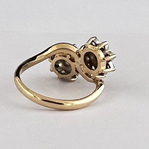 Bague 55 Bague Toi & Moi en or jaune 18k et diamants 58 Facettes LOT P1036