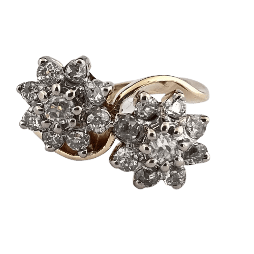 Bague 55 Bague Toi & Moi en or jaune 18k et diamants 58 Facettes LOT P1036