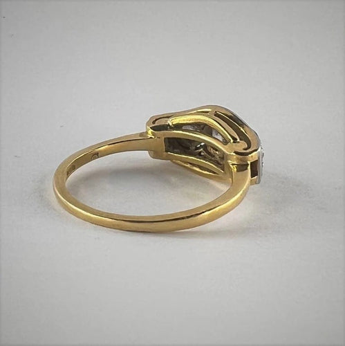 Bague 51.5 Bague ancienne en or jaune 18k et or gris avec diamants 58 Facettes LOT 3570