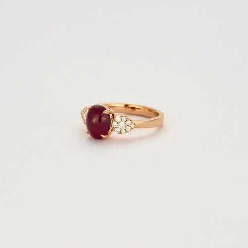 Bague 53 Bague en or rose 18K rubis birman et diamants 58 Facettes