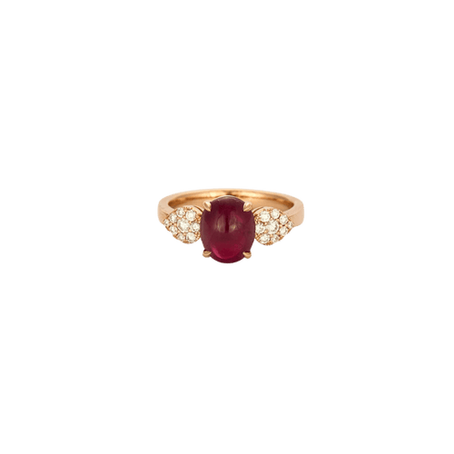 Bague 53 Bague en or rose 18K rubis birman et diamants 58 Facettes