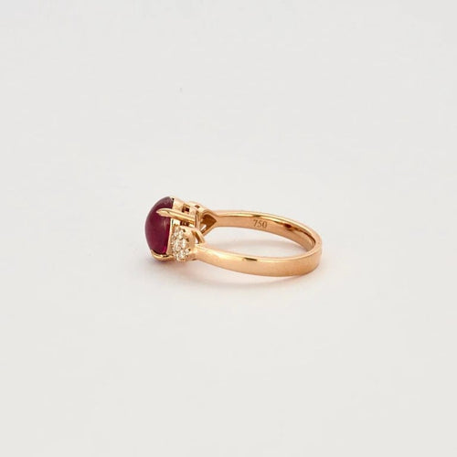 Bague 53 Bague en or rose 18K rubis birman et diamants 58 Facettes