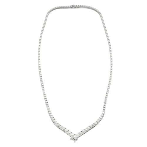 Collier Collier tennis rivière en chute en or blanc 18k et diamants 58 Facettes