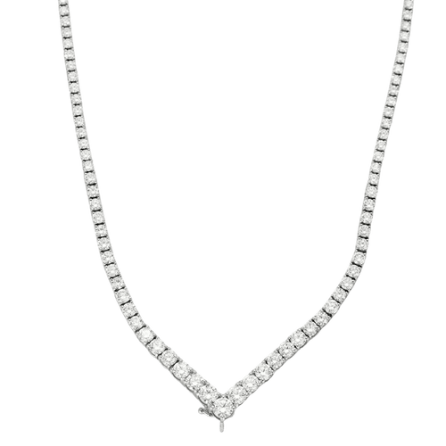 Collier Collier tennis rivière en chute en or blanc 18k et diamants 58 Facettes