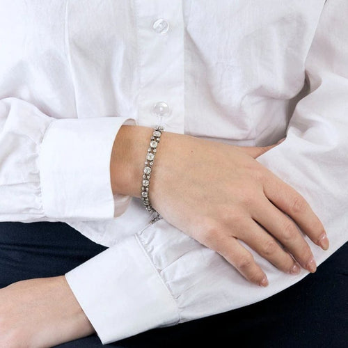 Bracelet Bracelet ligne en platine et diamants taille ancienne 58 Facettes