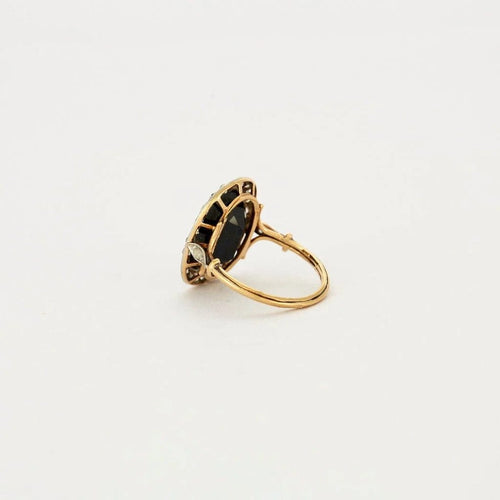 Bague 50.5 Bague ancienne - Bague entourage saphir ovale en or 18 carats et diamants 58 Facettes 1934