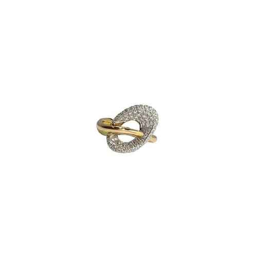 Bague 54 Talento - Bague en or jaune et or blanc 750 pavée de diamants 58 Facettes 313451